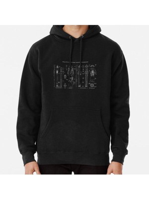 Hvit Stein Spacex: Falcon 9 ve Super Heavy / Starship (White Stencil - No Background) Baskılı Sweatshirt