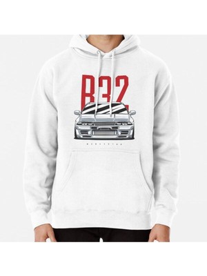 Hvit Stein Skyline R32 Gtr Baskılı Sweatshirt