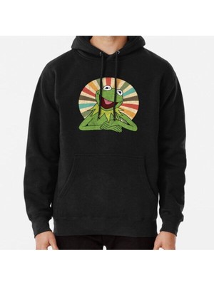 Hvit Stein Vintage Kermit The Frog Baskılı Sweatshirt
