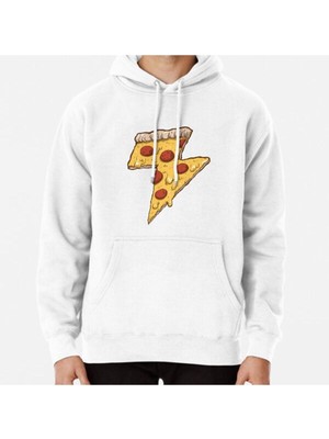 Hvit Stein Thunder Cheesy Pizza Baskılı Sweatshirt