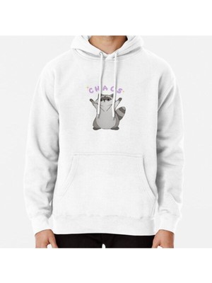 Hvit Stein Raccoon Chaos Baskılı Sweatshirt