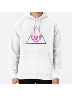 Hvit Stein Skull In Triangle On Black Baskılı Sweatshirt