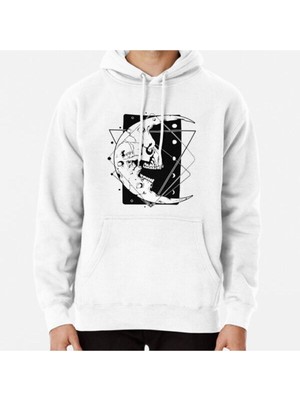 Hvit Stein Skull Moon Baskılı Sweatshirt