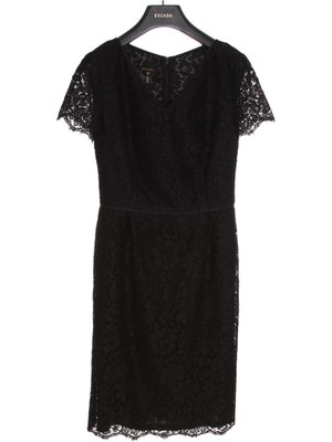 Escada  Güpürlü V Yaka Fermuarlı Kısa Boy Pamuklu Elbise