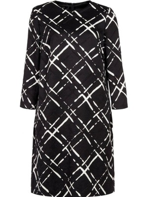 Escada  Desenli Bol Kesim Truvakar Kol Siyah Pamuklu Elbise