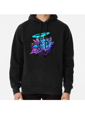 Hvit Stein Crystal Wolf Baskılı Sweatshirt