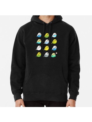 Hvit Stein Chubby Budgies Baskılı Sweatshirt