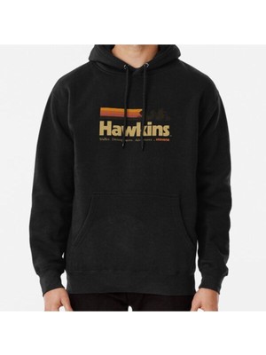 Hvit Stein Visit Hawkins Indiana Vintage 80's Tv Series Baskılı Sweatshirt