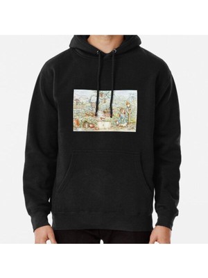 Hvit Stein Beatrix Potter Storybook Characters In Garden Baskılı Sweatshirt