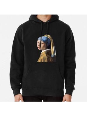 Hvit Stein Vermeer's Girl With A Pearl Earring Baskılı Sweatshirt