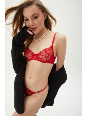 Iç Giyim Barbie Red Çiçek Brode Sütyen Takım Metal / Plastik Aksesuar Hayır Poliamid Karışımlı Brod