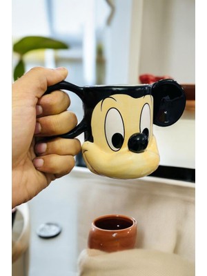 Sevimli Fare Porselen Kupa, Mıckey Mouse Siyah, 18X10