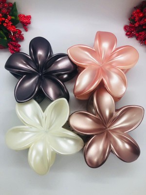 Rengarenk Lotus Çiçeği Mandal Toka Seti 4'lü Büyük Boy (8cm)