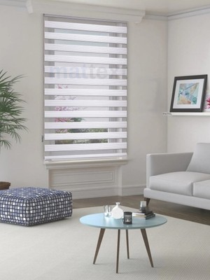 Beyaz Geniş Plise  Zebra Perde