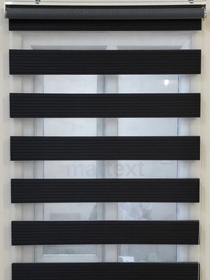 Siyah Geniş Plise  Zebra Perde