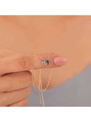 Nox Jewelry 925 Ayar Gümüş Sen ve Ben Doğum Taşı Kolye - CNS00597