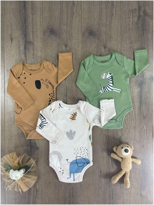 Yenidoğan Organik Pamuk Erkek Bebek 3lü Zıbın Çıtçıtlı Badi Set