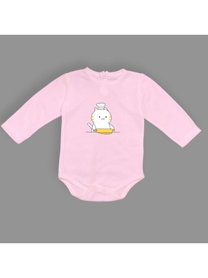 Mnk Baby & Kids Baskılı Şef Kedi Bebek Çıtçıtlı Body - MNK0657-PEMBE-2 Yaş