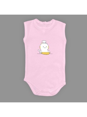 Mnk Baby & Kids Baskılı Şef Kedi Bebek Çıtçıtlı Body - MNK0657-AÇIK Pembe-3 Yaş