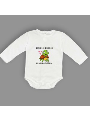 Mnk Baby & Kids Cimcime Diyince Hemen Geldimm Baskılı Bebek Body Zıbın Çıtçıtlı Badi