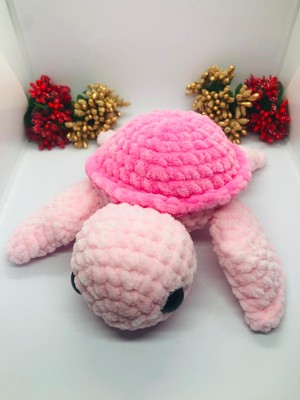 Sevimli Pembe Yavru Kaplumbağa Caretta Caretta Crochet Amigurumi Turtle Handmade