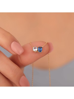 Nox Jewelry 925 Ayar Gümüş Sen ve Ben Doğum Taşı Kolye - CNS00584