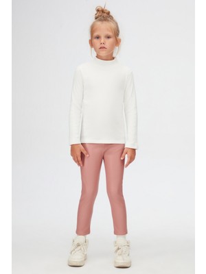 Lovetti Ekru Kız Çocuk Yarım Balıkçı Kaşkorse Uzun Kol Tişört