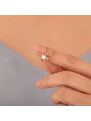 Nox Jewelry 14 Ayar Mikron Altın Kaplama Sen ve Ben Doğum Taşı Gümüş Kolye – Kişiye Özel Çift Taşlı Kolye - CNS00408