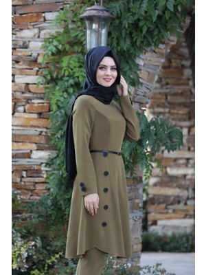Moda Çizgi Pileli Takım Elbise MC0035 Haki