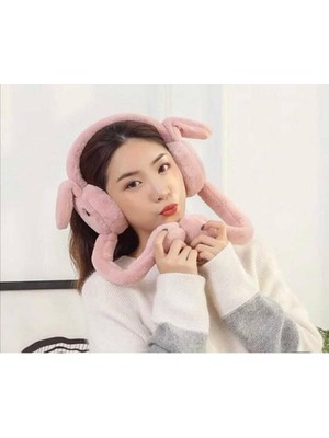 Oynar Kulaklı Peluş Kışlık Sesli Tavşan Gül Kurusu Kulaklık Ithal