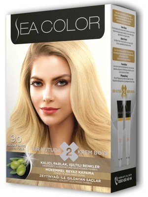 Sea Color 2 Tüp Krem Saç Boyası Seti Buğday Sarısı No:9.0