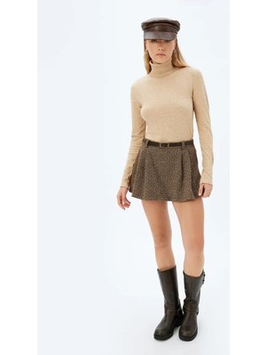 Koton Balıkçı Yaka Regular Fit Deve Tüyü Kazak Kadın 5WAK90412HT