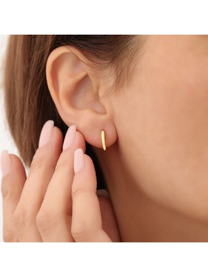 Nox Jewelry 925 Ayar Gümüş  Minimal Halka Küpe Çap:10 mm - E00259