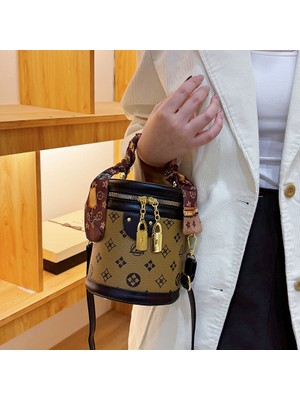 Baobao Moda Taşınabilir Silindirik Kova Crossbody Çanta (Yurt Dışından)