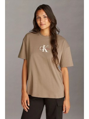 Kadın Ck Monologo Boyfriend T-Shirt - Kahverengi