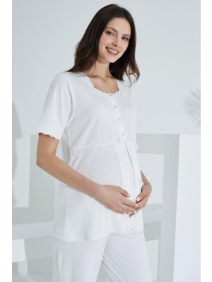 Etoile Bambu Dantel Detaylı Hamile Lohusa Pijama Takım 30256-30260
