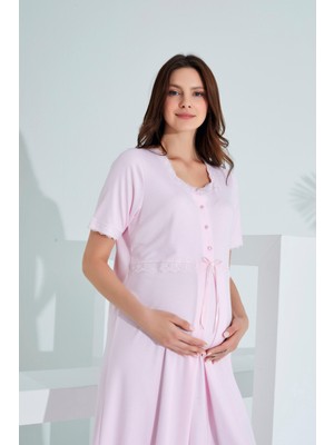 Bambu Dantel Detaylı Hamile Lohusa Gecelik 30251-30255