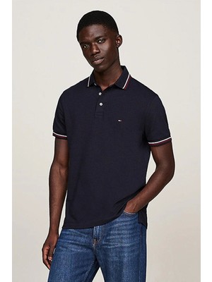 Tommy Hilfiger Erkek Lacivert Logo Kısa Kollu Polo T-Shirt