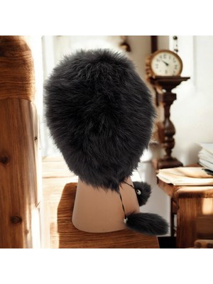 AbbasShop Toskanalı Bayan Deri Ushanka Ayarlanabilir Yumuşak Dokunuşlu Kışlık Şapka Börk Bere Siyah Renkli