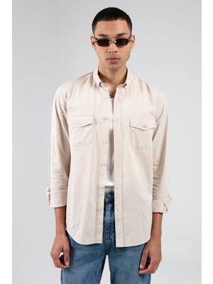 Taş Erkek Çift Cep Kapaklı Slim Fit %100 Pamuk Gömlek