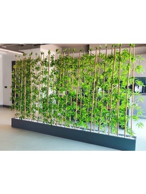 Lüks Ferahlık - Yapay Bambu Ağacı 2 Metre Boyunda Set 2 Adet Antrasit Gri Saksıda