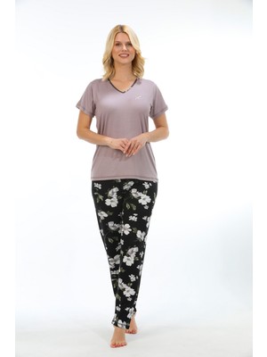 Etoile Bambu, Esnek Kumaş, Kısa Kol Kadın Pijama Takımı 73213