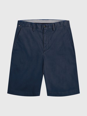 Tommy Hilfiger Erkek Marka Logolu Streç Pamuklu 1985 Kolleksiyonu Fermuar ve Düğme Kapamalı Iki Adet Açılı Yan Cepli Lacivert Kapri MW0MW23568-DW5
