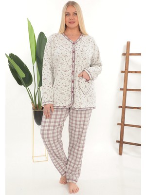 Etoile Pamuklu Önden Düğmeli Büyük Beden Kadın Pijama Takımı