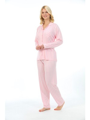 Etoile Bambu, Uzun Kol, Çizgili Kadın Pijama Takımı