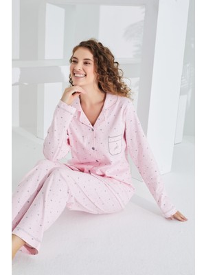 Etoile %100 Pamuk Uzun Kol Önden Düğmeli Kadın Pijama Takımı