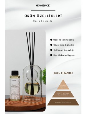 Costa Smeralda Vanilya Tarçın Bambu Çubuklu Oda Kokusu Dekoratif Şişeli 100 ml Refill