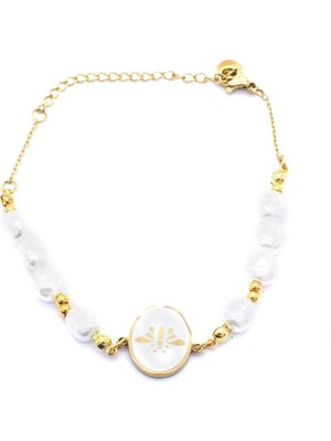 Bz Altın Kaplama Inci Kadın Bileklik BLK-1003