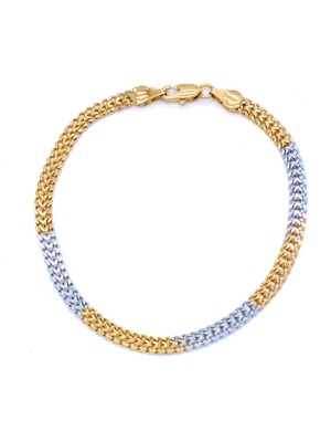 Bz Altın Kaplama Çift Renkli Unisex Zincir Bileklik