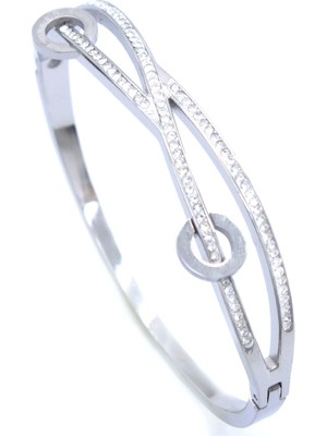 Bz 316L Çelik Zirkon Taşlı Şık Kadın Spor Kelepçe BLZ-428